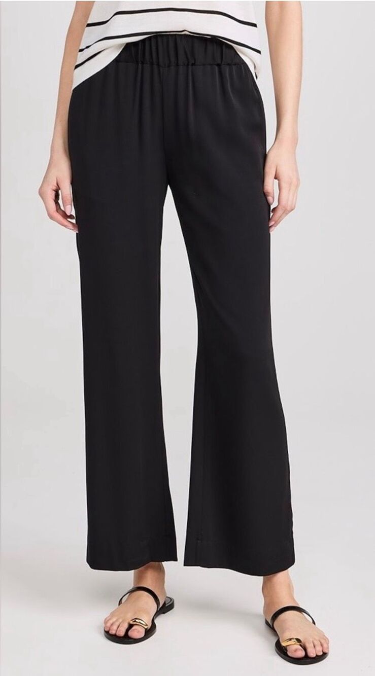 AYR Voila High Rise Wide Leg Silk Pull On Pants XS Black